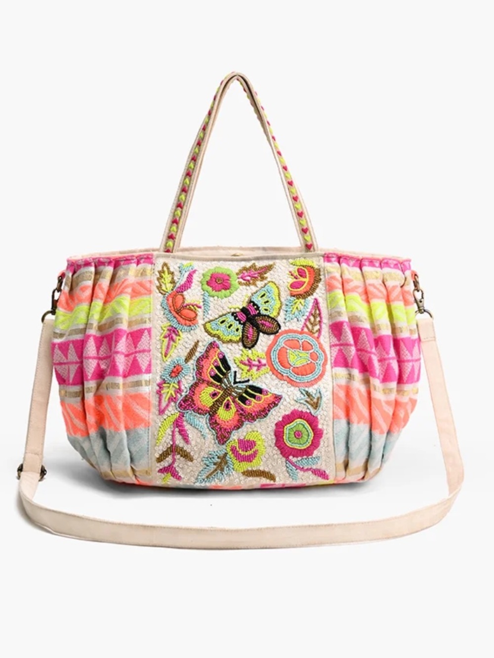 America & Beyond Kaleidoscope Tote Bag Beaded/Sequin Cottagecore Design NWOT